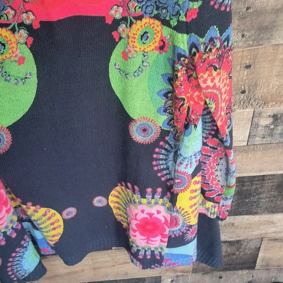 Desigual Devorah Open Front Wool Blend Cardigan Floral Artsy Boho Sz Lg Women - Picture 16 of 17